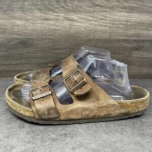 Birkenstock Arizona Sandals Mens Size 9 (42) Oiled Leather Brown Slide Buckle
